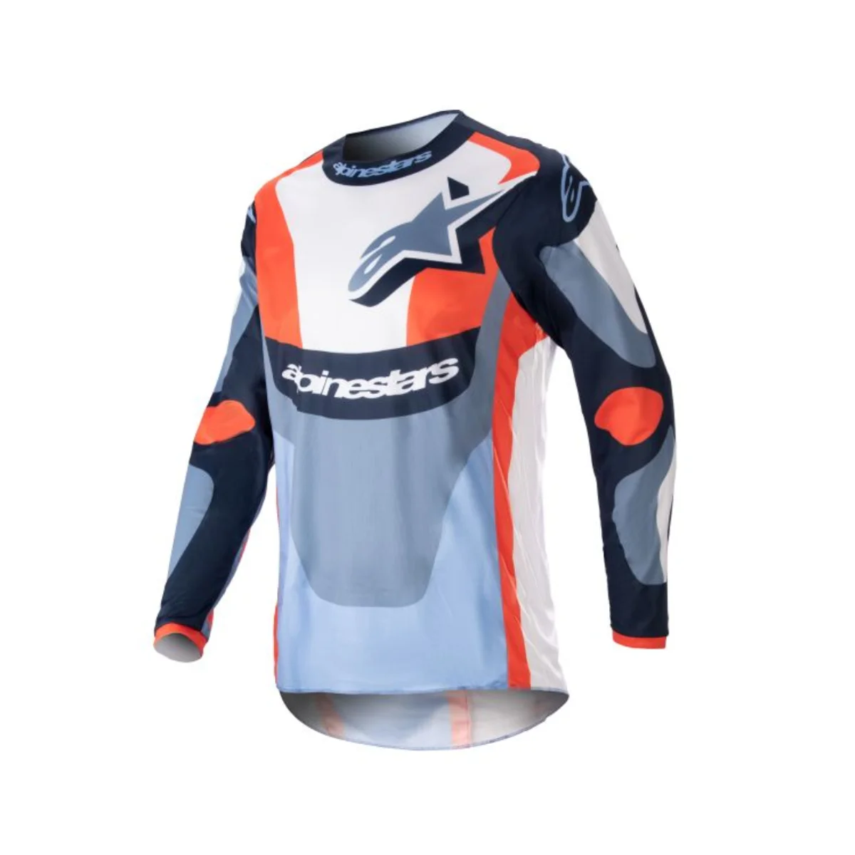 Tricou Motocross Alpinestars MX Fluid Agent - Albastru,Portocaliu,Alb